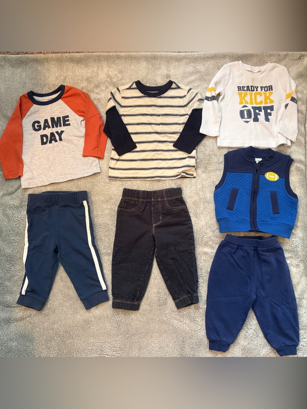 Boys Football Tops and Pants Set - Blue, Navy, Orange, Gray